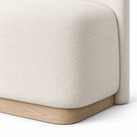 Chaise de salle à manger moderne sans accoudoirs, rembourrée, avec dossier incurvé en tissu tressé et base en bois clair pour salle à manger et cuisine