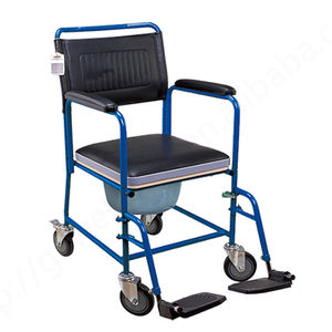 Silla de Inodoro Plegable, Silla de Ruedas con Inodoro, Silla de Ruedas Médica para Ancianos, Sillas de Ruedas WC Plegables, Silla de Inodoro de Acero - Product Image 5