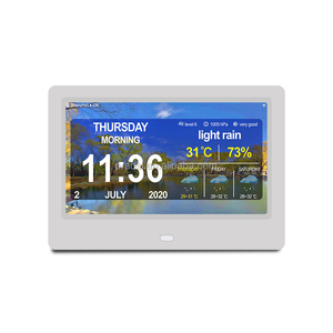 Cadre ABS Horloge de bureau photo numérique <span class=keywords><strong>Calendrier</strong></span> de prévisions météo WiFi <span class=keywords><strong>pour</strong></span> les personnes âgées Démence Alzheimer Mouvement électronique - Product Image 4