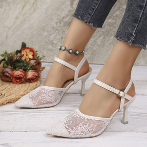 508 신상 <span class=keywords><strong>2026</strong></span> 디자인 여성용 뾰족한 섹시 슈즈 레이스 인텔리전트 망사 하이힐 여성 샌들 36-43 사이즈 공장 직판 - Product Image 1