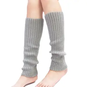 Chauffe-jambes multicolore en tricot pour femmes, couverture chauffante pour les pieds, chaussette élastique à Long Tube