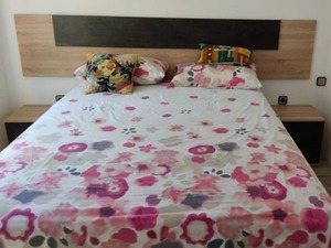 Ensemble de meubles de chambre à coucher en mélamine de style industriel de haute qualité, taille <span class=keywords><strong>king</strong></span>, avec lit <span class=keywords><strong>king</strong></span>, table de chevet, tête de lit et commode - Product Image 4