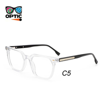 Monture de lunettes carrée en acétate de haute qualité pour hommes avec détails décoratifs en métal pour verres correcteurs