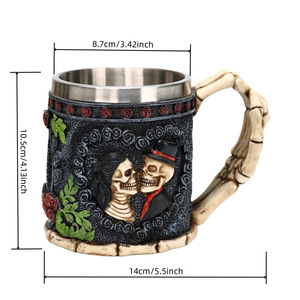 Tazas Creativas y Únicas con Diseño de Fantasma, Taza de Matrimonio con Esqueleto de Halloween, Taza de Cerveza y Café de Acero Inoxidable, Taza de Pareja con Calavera 3D de Resina - Product Image 6