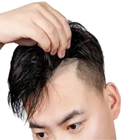 Toupet Invisible tissé à la main pour hommes Real Human Remy Hair Patch avec cheveux raides en gros avec sac en PVC Couverture de cheveux chauve