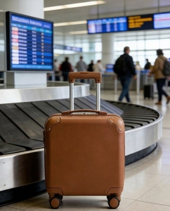 <span class=keywords><strong>Valise</strong></span> de <span class=keywords><strong>cabine</strong></span> vintage <span class=keywords><strong>marron</strong></span> légère en ABS, bagage à roulettes durable à 4 roues pivotantes pour voyage - Product Image 2
