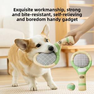 Grosir baru bola tenis mewah olahraga Set mainan anjing suara kertas raket melengking mainan interaktif hewan peliharaan - Product Image 4