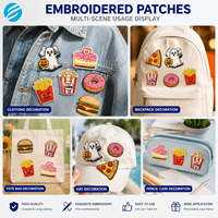 Patchs thermocollants en chenille brodés à la main en forme de biscuits hamburger pour vêtements - Vente en gros