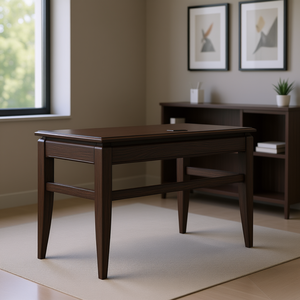 Bureau de travail en bois couleur chocolat, style moderne et traditionnel, autoportant, mobilier commercial - Product Image 2