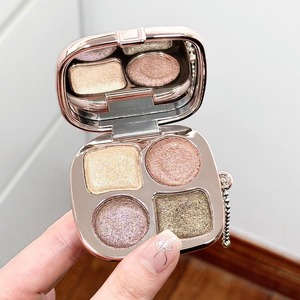 Disco de sombras de ojos de cuatro colores, acabado mate transparente con destellos finos, sombras de ojos en colores tierra naturales, no se corre fácilmente, fácil de colorear. - Product Image 3