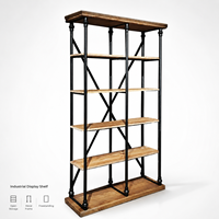 Étagère de rangement multi-niveaux HONGYAN moderne et réglable en métal de style industriel avec structure en X pour salon et maison