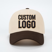 Casquette de baseball unisexe personnalisée bicolore en gros avec logo brodé en 3D, 6 panneaux, 100 % coton, visière incurvée pour homme