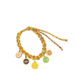 Bracelet Dingtong de style tibétain, cinq divinités de la richesse, nœud de fleur de pêcher, corde rouge style couple, fait main - Product Image 1
