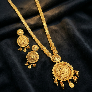 Wholesale 14K 18K 24K Micron Gold Forming Long Jewelry Set, Traditional Floral Design Jewelry Set Fashion Brass Gold Jewelry Set - Product Image 4