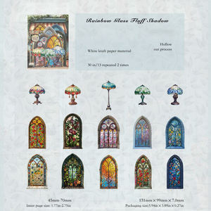 Pegatinas Rígidas de Papel Kraft Blanco - Serie Colección Antigua, Decoración DIY con Escritura a Mano de Dibujos Animados, Materiales para Collage - Product Image 6