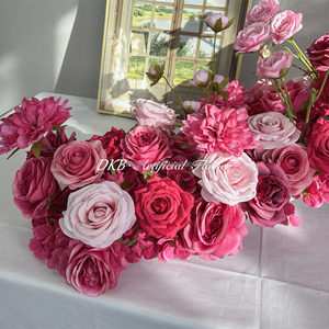 DKB Wholesale Artificial Silk Flower Runner for Wedding Mother's Day High Quality Handmade Multi-Colour Rose Table Centerpiece - Product Image 6