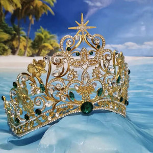 QS 2025 nouveau diadème en alliage pour reines métal Baroque diadèmes beauté Pageant couronne grande mariée cheveux accessoires mariage - Product Image 6