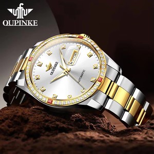 OUPINKE 3261 Montre homme automatique mécanique à mouvement japonais original, cadran diamanté de luxe, double calendrier, montres classiques pour affaires - Product Image 2