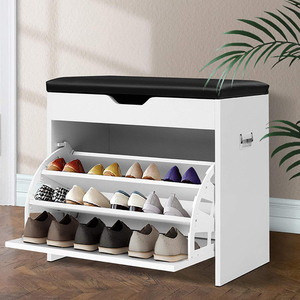 <span class=keywords><strong>Panca</strong></span> Portascarpe <span class=keywords><strong>Bianca</strong></span> con Scarpiera Nascosta, Mobile Moderno in Legno per Ingresso, Arredamento per Soggiorno, Armadio Portascarpe Moderno - Product Image 6