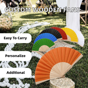 Abanico Plegable de Cuero Personalizable - Abanico Portátil para Bodas y Eventos (<span class=keywords><strong>CALESA</strong></span>) (Naranja, Paquete de 10) (China) - Product Image 2