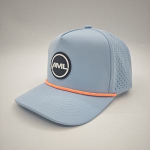 Gorra de béisbol deportiva personalizada de poliéster impermeable con orificios cortados a láser, diseño perforado, parche de goma para golf, logo de puntos, ajustable - Product Image 3