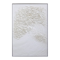 Peinture murale 3D en relief, art abstrait, toile texturée, design vague blanche, bord inspiré du paysage marin, peinture murale inspirée de l'océan