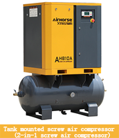 7HP 5HP 2-en-1 Compresseur 220V/230V/380v 60hz Monophasé 10HP 1 Phase Compresseur d'air à vis avec réservoir d'air et sécheur d'air