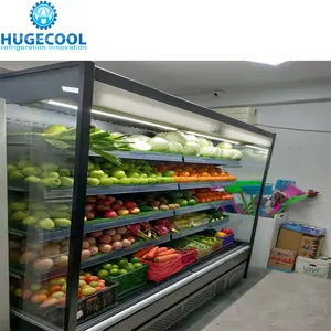 Collegare l'armadietto del refrigeratore con display aperto verticale con compressore per frutta e verdura