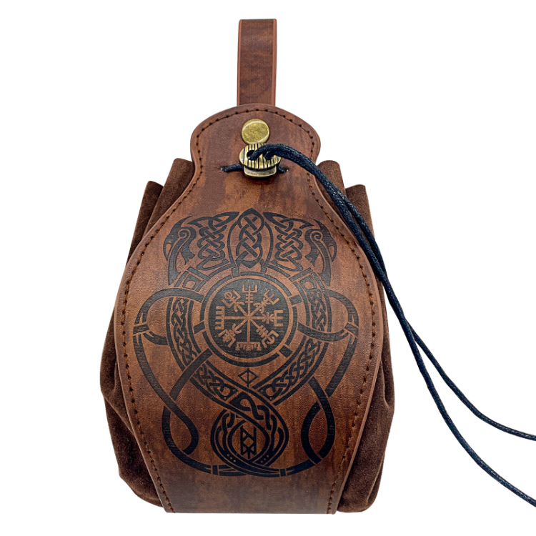 Portable Waist Bag Medieval Faux Leather Drawstring Belt Pouch Renaissance Faire