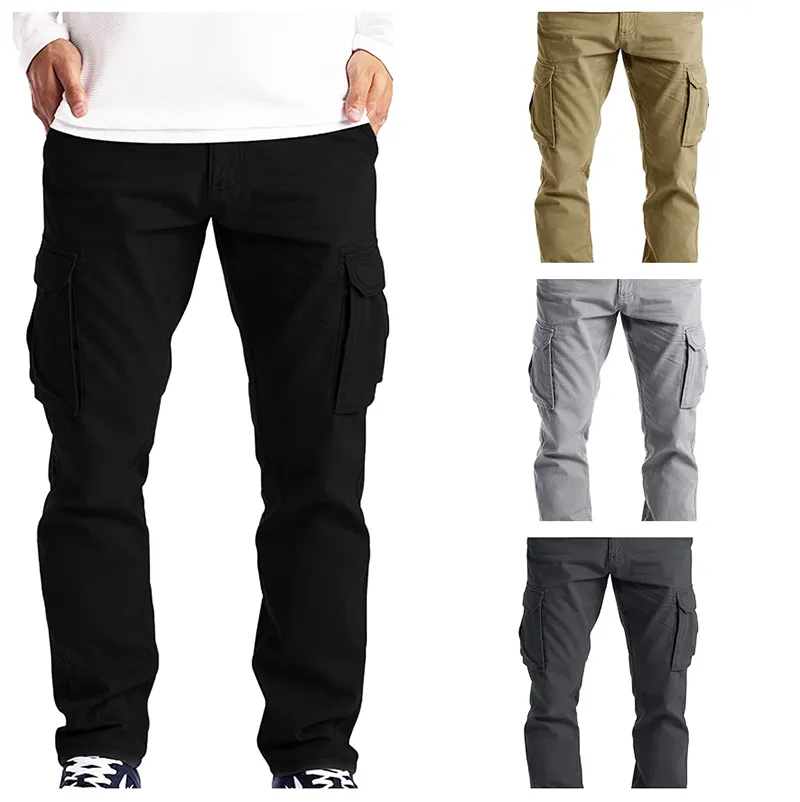 2022 Hot sale outdoor hiking cotton cargo pants men streetwear casual straight multi pocket cargo pants men