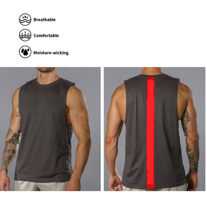 Logotipo personalizado Color sólido Muscle Men <span class=keywords><strong>Chaleco</strong></span> sin mangas Baloncesto Fitness Correr Camiseta sin mangas de secado rápido Culturismo Camiseta sin mangas - Product Image 5