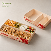 Boîte de présentation personnalisée pour shawarma halal avec compartiments, support pour sauce, emballage alimentaire à emporter pour doner kebab et wraps