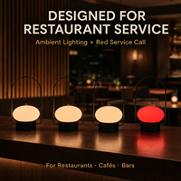 Lampe de table sans fil rechargeable pour restaurant avec voyant d'appel rouge pour serveur, poignée métallique portable et abat-jour en plastique pour hôtel, café, bar
