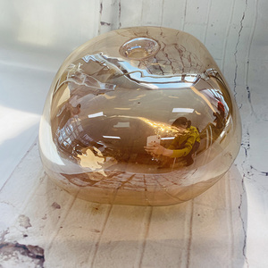 Pantalla de Lámpara de Vidrio Redonda Transparente con Diseño Chino Antiguo, Rosca G9, Acabado Dorado Irregular, Venta al Por Mayor - Product Image 4