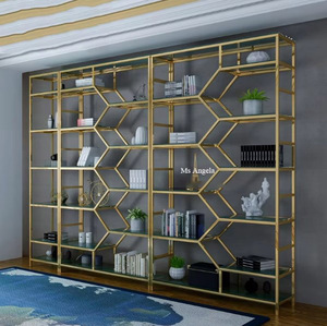 Estantería de Metal y oro de lujo para el hogar y la Oficina, placa de acero inoxidable, nuevo diseño, estante Modular de exhibición de metal para libros - Product Image 1