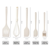 Nouvel ensemble de 5 ustensiles de cuisson en silicone blanc laiteux, résistant aux hautes températures, antiadhésif, comprenant spatule, brosse à huile, fouet à œufs et spatule à repasser, Chine