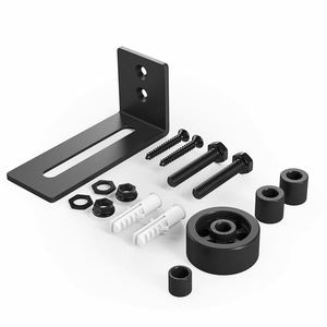 8 Setup Options Black Barn Door <b>Floor</b> Guide Wall-Mounted Adjustable Stay <b>Roller</b> Flush Design Curtain Poles Tracks Accessories - Product Image 4