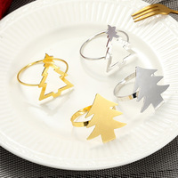 Porte-serviettes de Noël en or poli miroir de haute qualité, artisanat métallique durable pour une utilisation sur table formelle