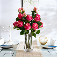 Bouquet de roses artificielles fait main en soie, fausse fleur en spray pour mariage, douche nuptiale, centre de table, décoration de vase à domicile