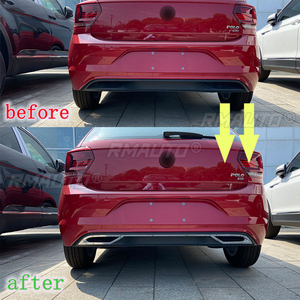 1 ensemble de diffuseur de pare-chocs arrière argenté, lèvre de spoiler, sortie d'air, bande de couverture d'échappement pour Volkswagen Polo MK6 2018+, accessoires de voiture - Product Image 6