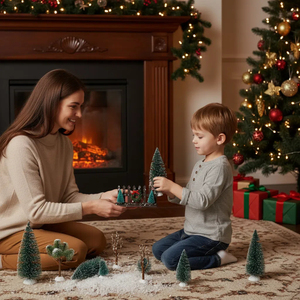 Chất Lượng Cao 8Pcs Giáng Sinh Làng Nhà Xây Dựng Hàng Rào Nhỏ Làng Trang Trí Thiết Lập Mini Cây Giáng Sinh - Product Image 5