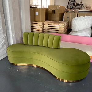 Divano Curvo a Mezzaluna in Velluto Morbido, Divano Lungo per Soggiorno, Divani Relax, Set di Divani Componibili, Arredamento - Product Image 3