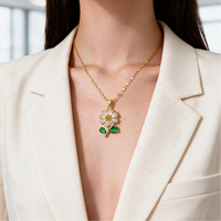 Breloques florales rotatives pour collier anti-stress, pendentifs en zircon cubique en forme de fleur rotative pour collier anti-stress Saint-Valentin
