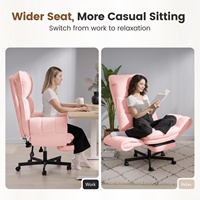 Chaises de bureau ergonomiques de direction, confortables, rembourrées, en velours rose, dossier haut, avec roulettes