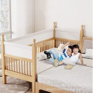 Cuna de madera maciza con barandilla alta y diseño entrelazado para habitación infantil - Product Image 1