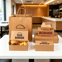 Carpas para llevar de comida rápida, biodegradables y ecológicas, con logotipo personalizado en relieve, para hamburguesas, papas fritas y pollo frito, al por mayor.
