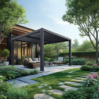Pergola carrée intelligente motorisée en alliage d'aluminium à lames orientables 3x3 - Imperméable, insonorisée, anticorrosion, design moderne, utilisation extérieure