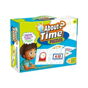 新产品30件卡通图案儿童时间匹配拼图益智玩具