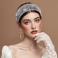Serre-tête de mariée fait main en dentelle ajourée avec strass blancs, idéal pour mariage, quotidien, rendez-vous galants et fêtes