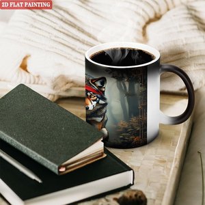 Simple Modern Home Kitchen Mug Frosted Black 11oz <b>Ceramic</b> Heat Sensitive Magic <b>Cup</b> - Product Image 3